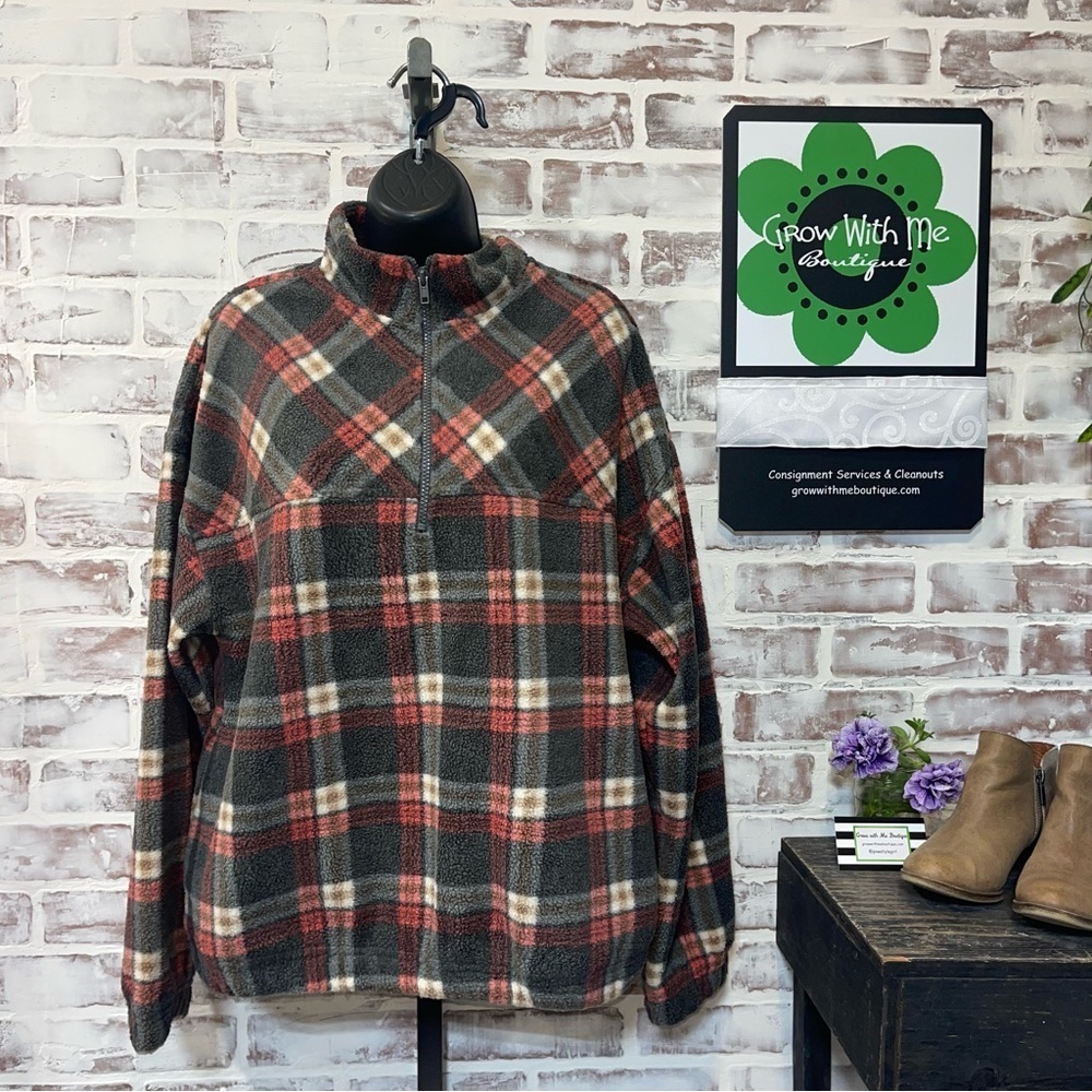 Kori Checkered Fleece Jacket large  NWT